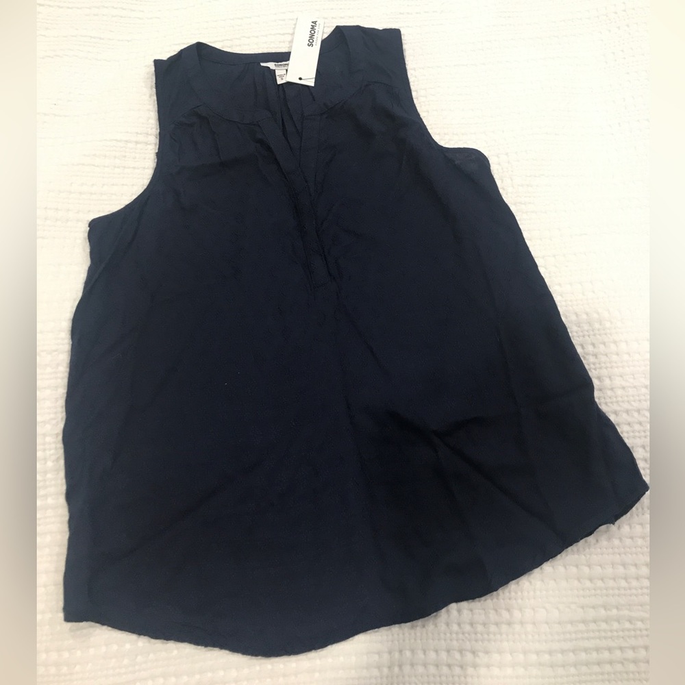 NWT Sonoma Navy Textured Tank Top